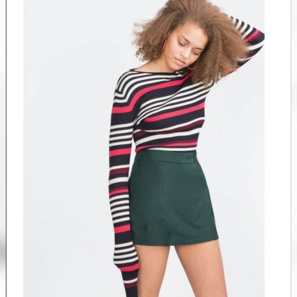 Zara Green Faux Suede Skort